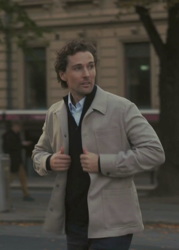 Appearance-An-Ivy-Flex-Wool-Shirt-Jacket-Jakke-Skjortejakke-Overshirt-Sand-Beige-Lommer-Knapper-Herre-Maend-Men